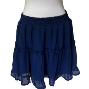 LE LIS COLLECTION BLUE RUFFLE MINI  SKIRT